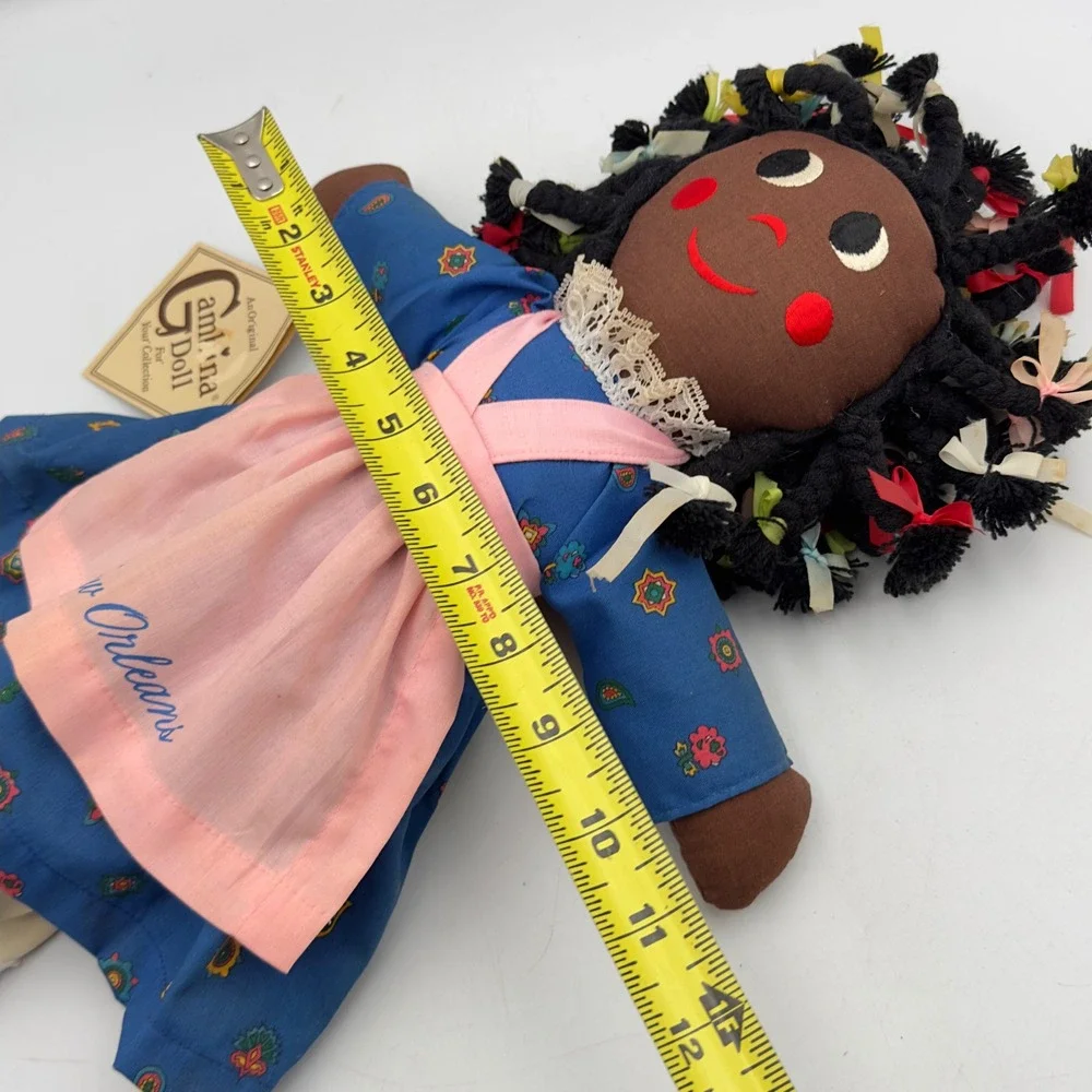 Gambina Doll Ninkie 1979 New Orleans Vintage Rag Doll Blue Dress Pink Apron 19